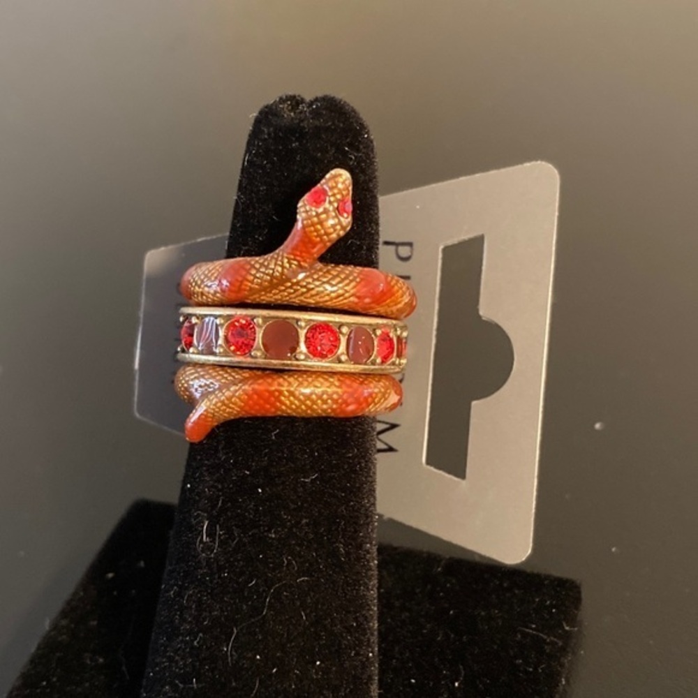 Gold and Red Snake Ring size 50 or 5.5